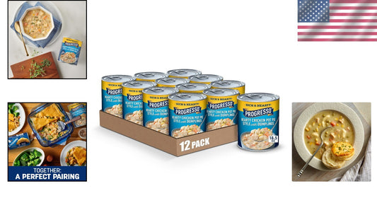 Rich Chicken Pot Pie Soup with Dumplings - 12x18.5 oz Canned Comfort Food