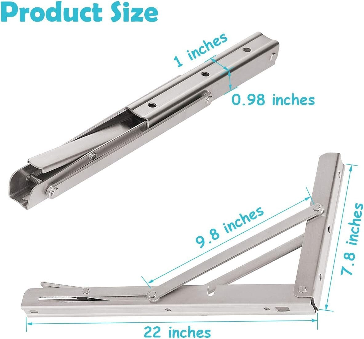 Premium 22 Inch Stainless Steel Folding Brackets - Easy Installation & Strong
