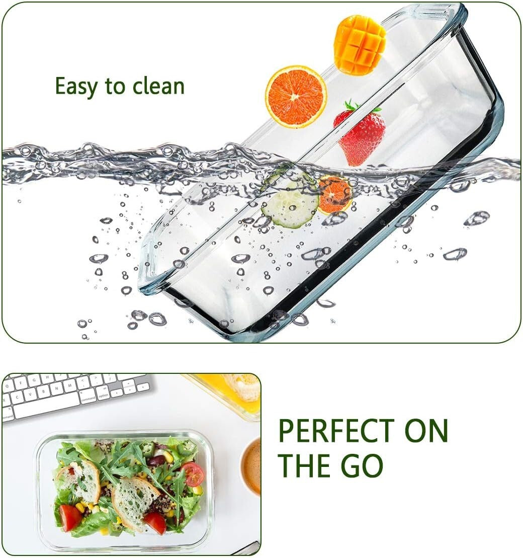 Durable 30 Oz Borosilicate Glass Containers - 8 Pack with Space-Saving Design