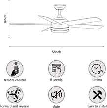 Load image into Gallery viewer, 52-Inch Adjustable Ceiling Fan LED Light, 3 Color Temperatures &amp; Remote Control