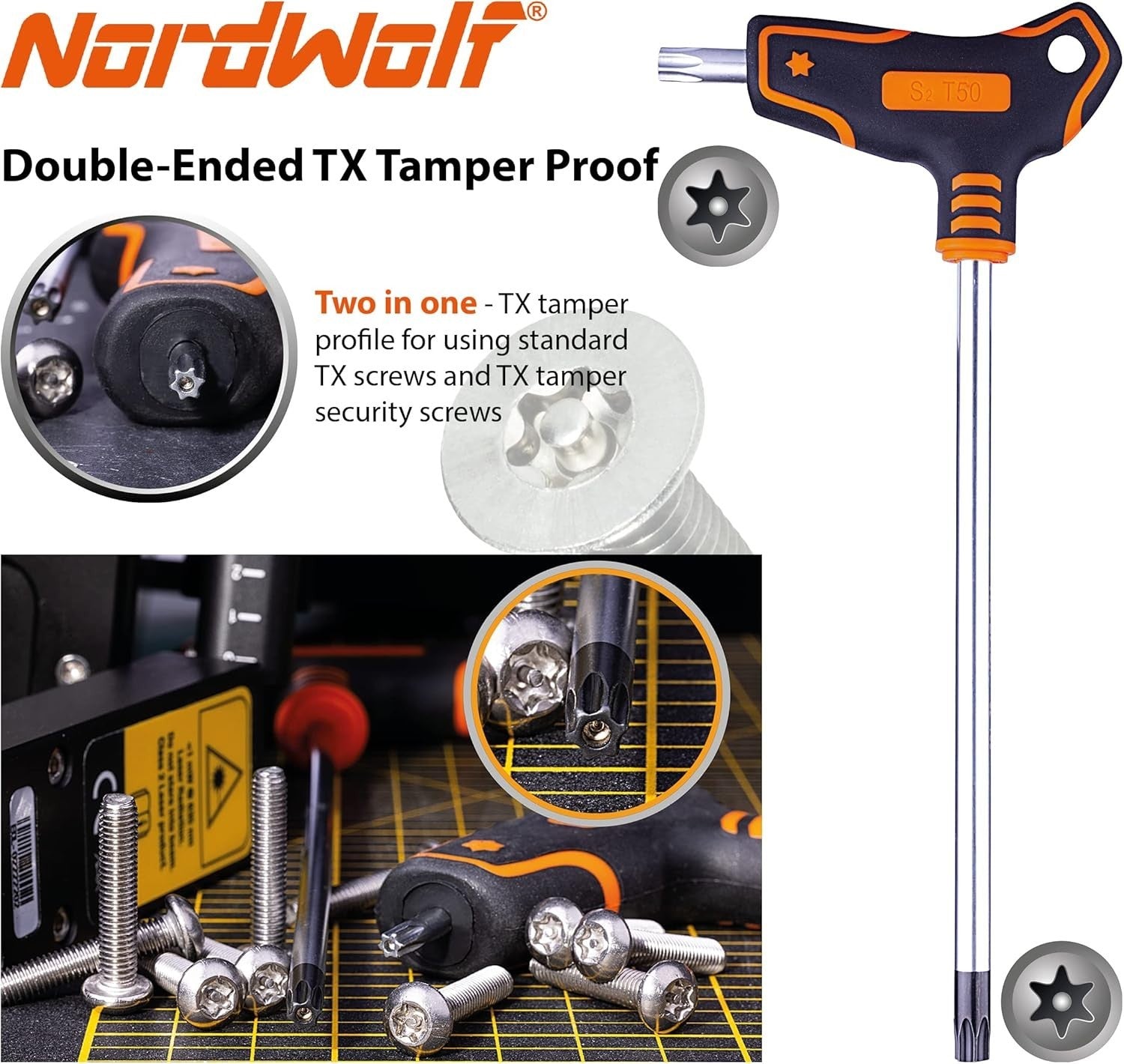 Durable T-handle Torx Wrench Set - Precision Cut Sizes T10 to T50 in Storage Box
