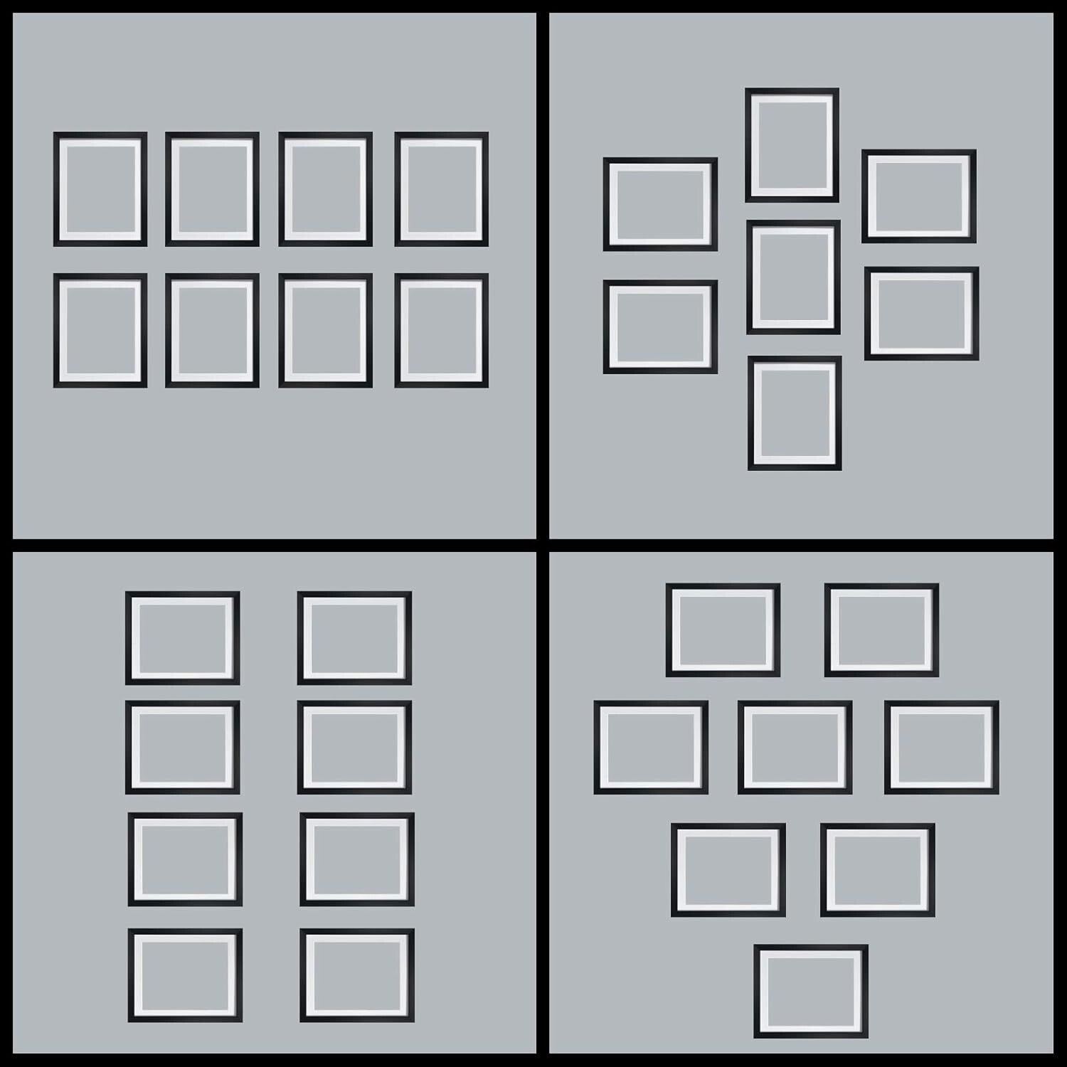 Durable Black 8x10 Picture Frames | Set of 8 with Mat for Wall/Table Display