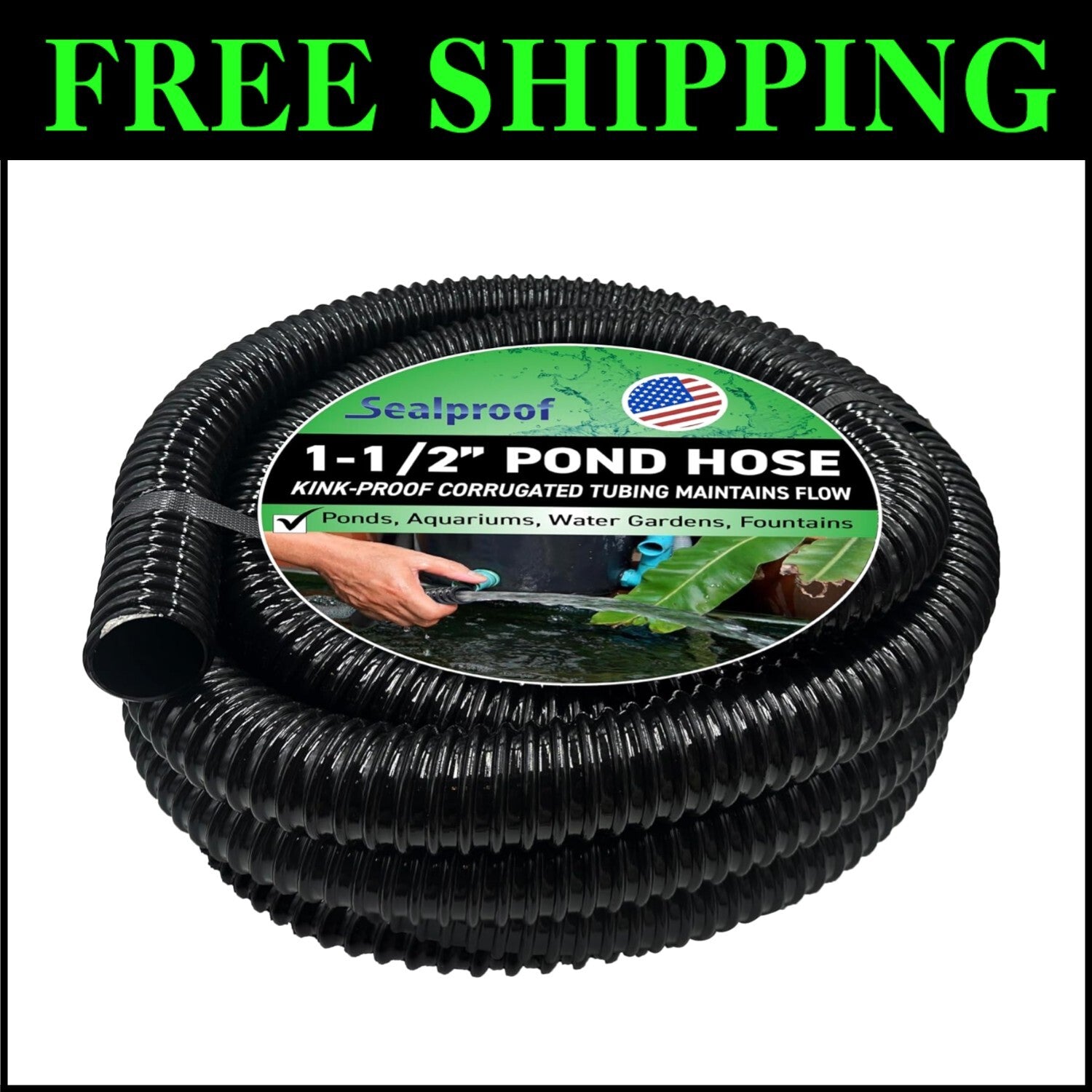 Durable 20FT Black Corrugated PVC Tubing - 1.5-Inch Diameter for Aquaculture
