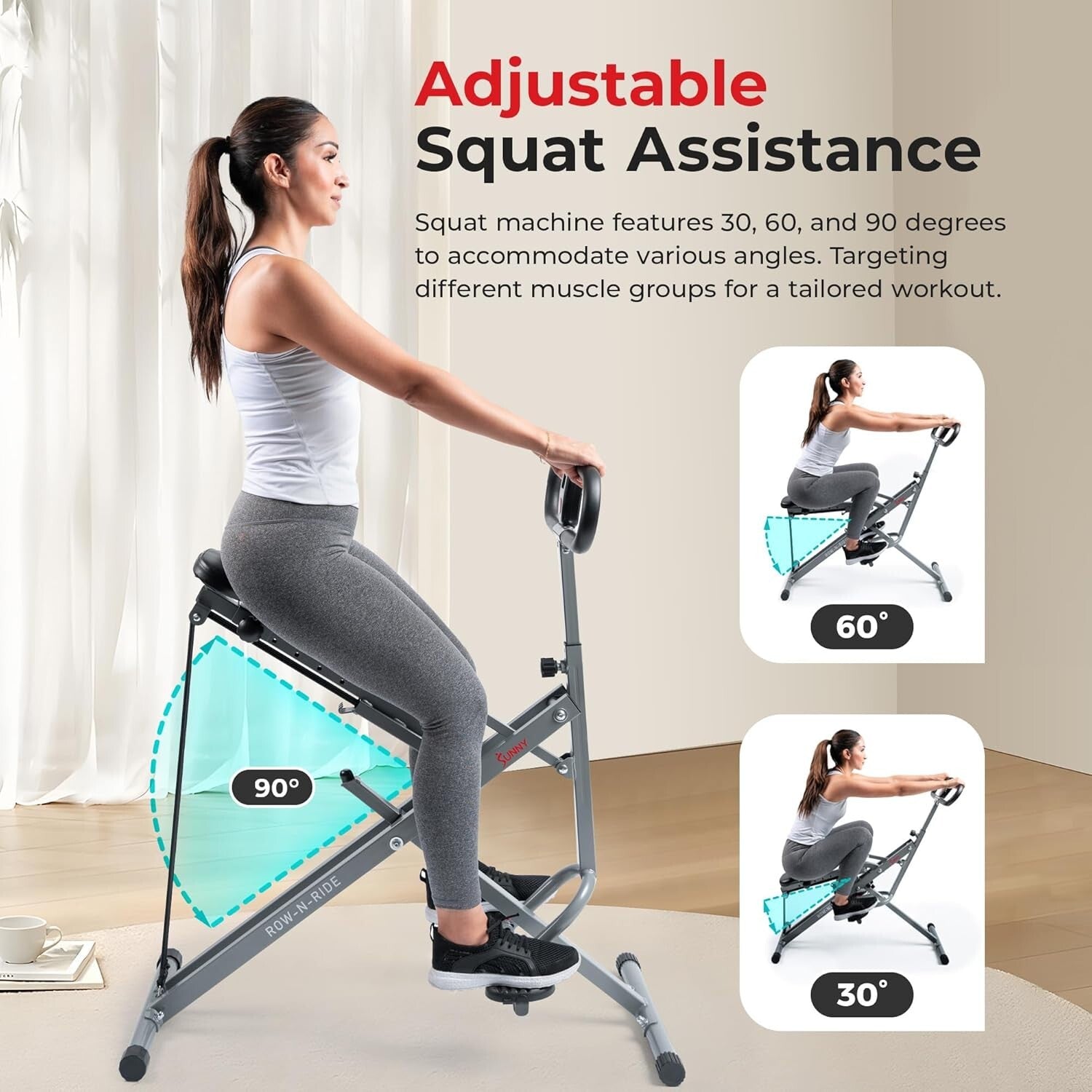 Durable Alloy Steel Row-N-Ride Squat Machine for Effective Total Body Training