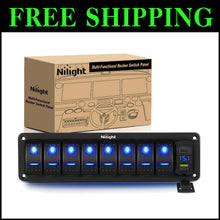 Load image into Gallery viewer, 8 Gang Rocker Switch Panel w/ PD Type C &amp; USB Charger – Waterproof Aluminum