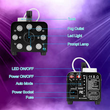 Load image into Gallery viewer, Odorless 500W Fog Machine with LED Lights &amp; Wireless Control - Perfect for Stage
