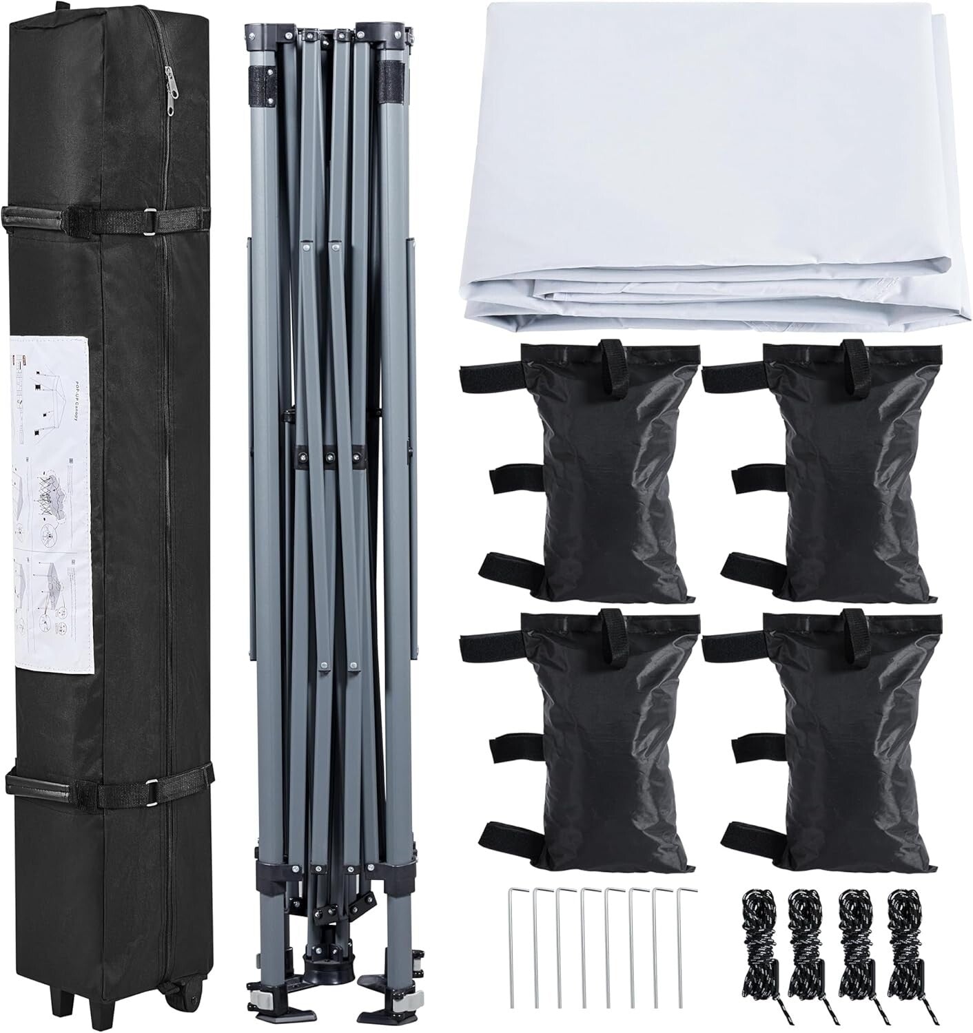 Instant 12x12 Gazebo Canopy with Roller Bag & Four Sandbags for Convenient Setup