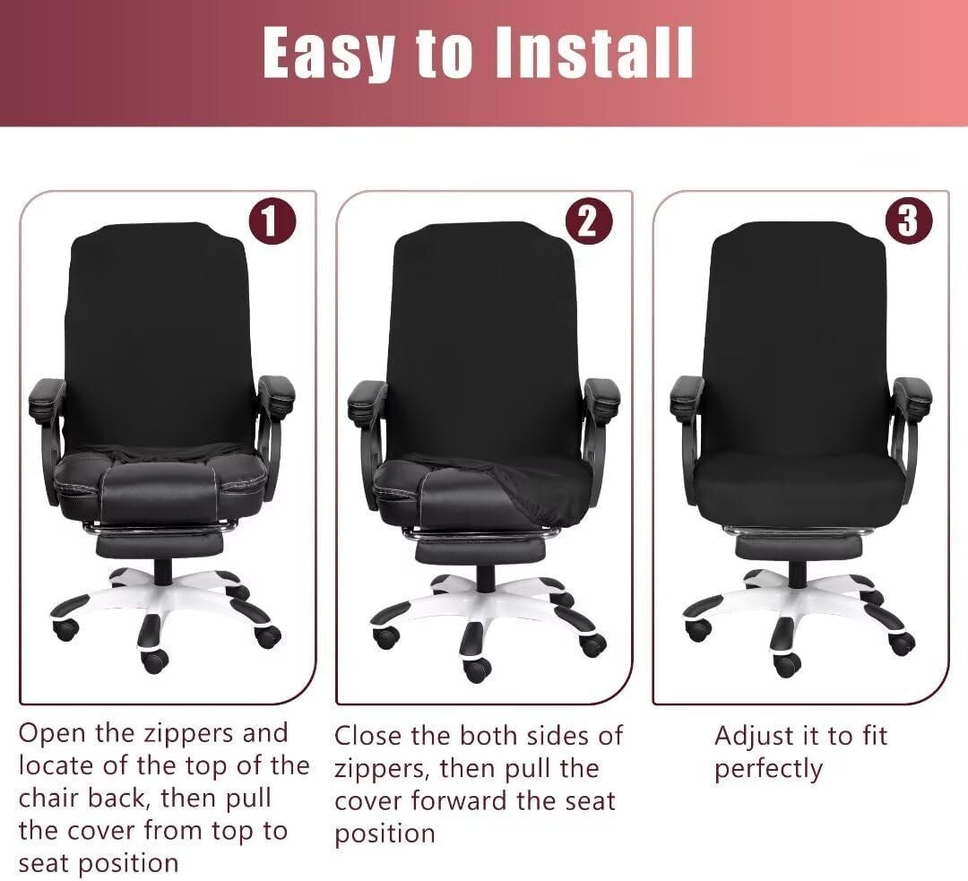 Universal Black Stretch Chair Covers - 4 Pack Machine Washable Office Slipcovers