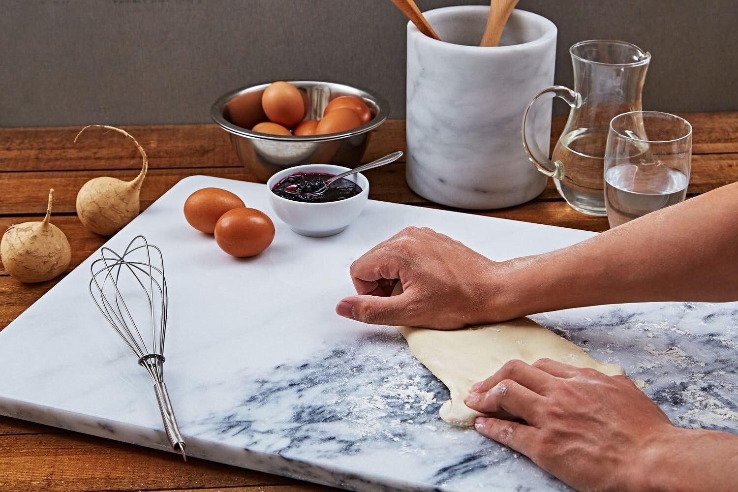 Elegant 16x20 Marble Pastry Board with Non-Slip Stability for Effortless Baking