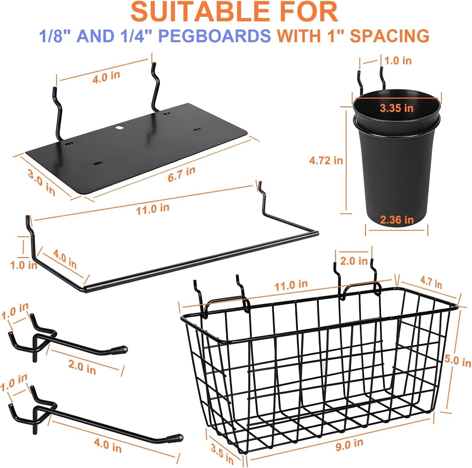 18 Pack Pegboard Hooks Assortment - Rust-Resistant, Adjustable Storage Solutions