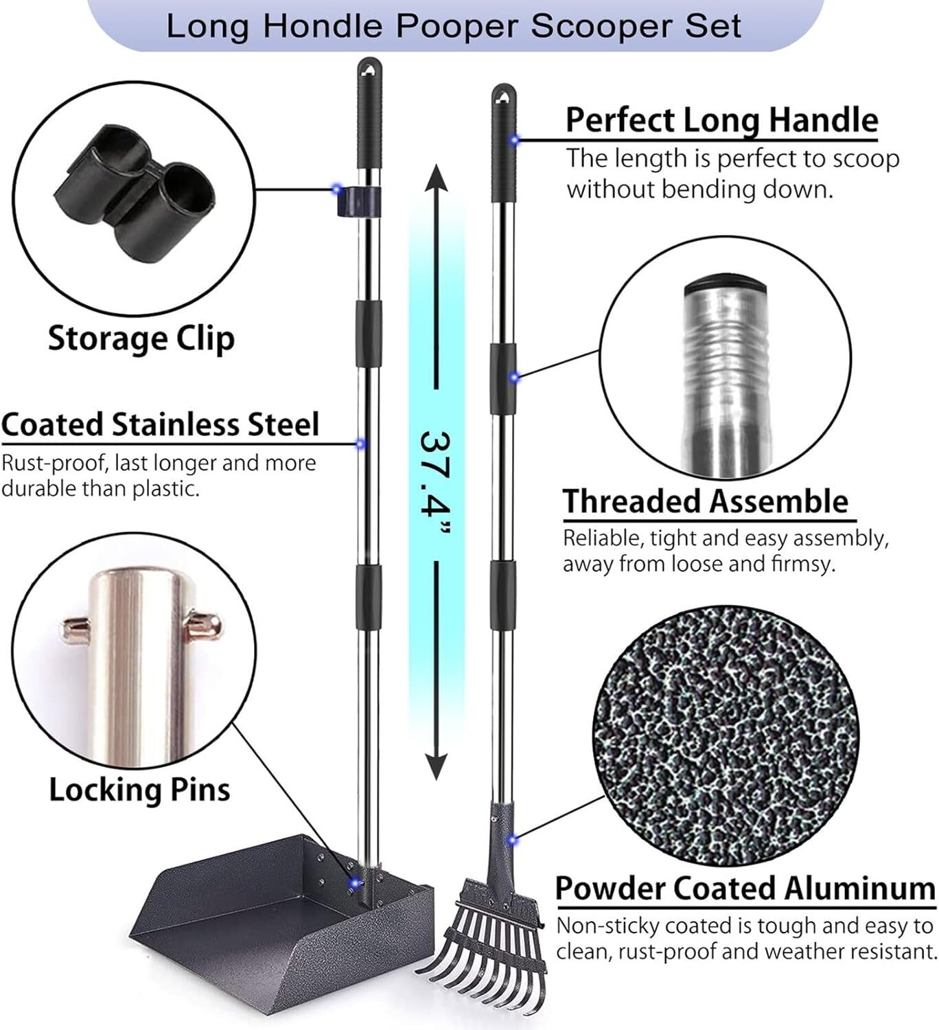 Portable 18L Dog Poop Can & Metal Pooper Scooper - Odor-Controlled & Stylish