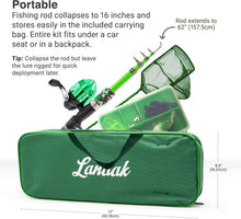 Load image into Gallery viewer, Youth-Friendly Fishing Gear: 65 Inch Telescoping Rod &amp; Fully Stocked Tackle Box