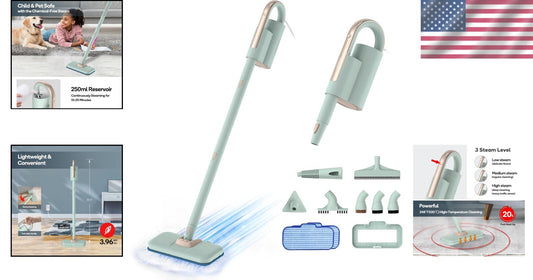All-in-One 1200W Steam Mop & Handheld Cleaner with 7 Multi-Purpose Attachments