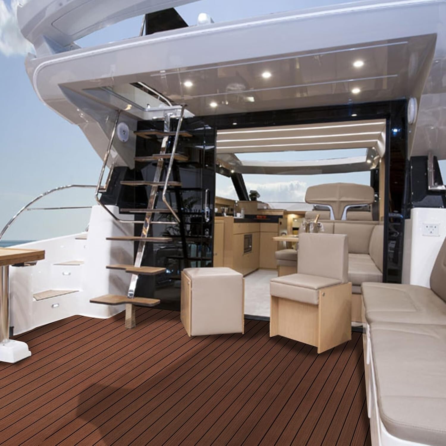 Durable Faux Teak EVA Foam Decking - Easy Installation Non-Slip Boat Flooring