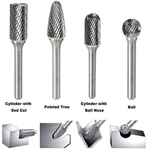 Durable 8-Piece Rotary Burr Set - Heavy Duty Carbide for Engraving & Sculpting