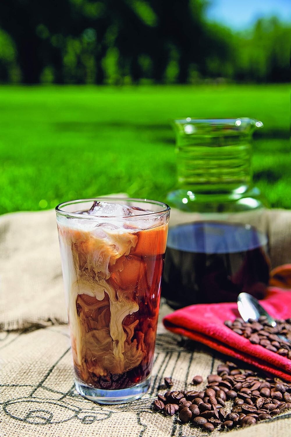 Compact White Cold Brew Coffee Maker - Includes Decanter and Recipe Guide