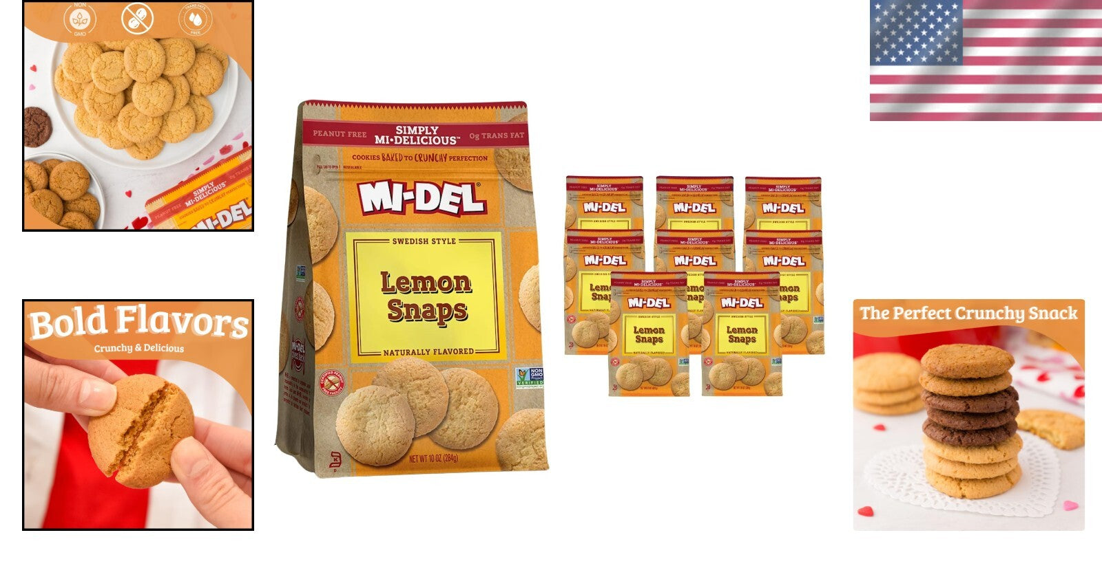 Authentic Lemon Flavor Crunch Cookies - Healthy Non-GMO Pack of 8