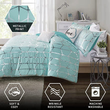 Load image into Gallery viewer, Luxurious Aqua Comforter Set, Geometric Design - Full/Queen Size Bedding