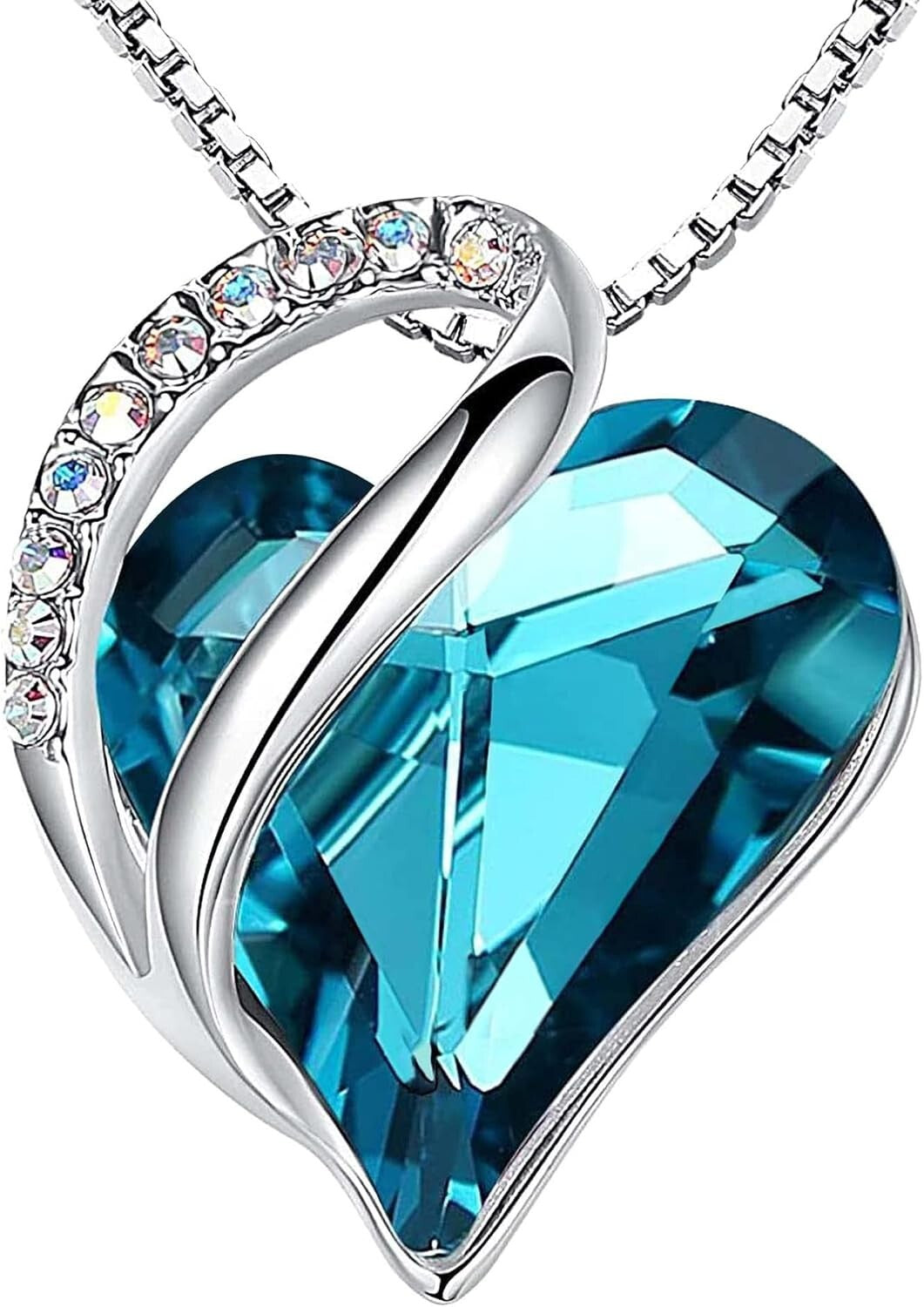 Personalized Infinity Heart Pendant Necklace - December Birthstone Jewelry Gift