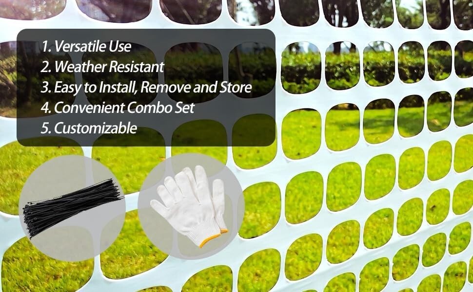 Reusable 4'x100' Plastic Mesh Safety Fence - Versatile Barrier with 100 Zip Ties