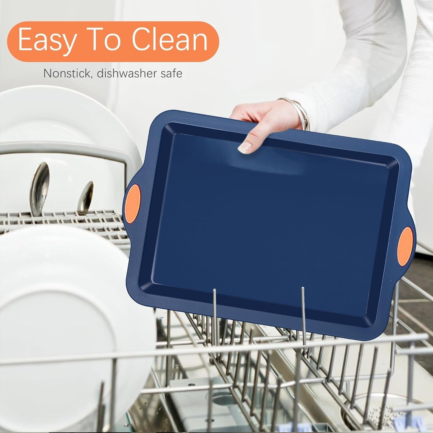 4-Piece Navy Blue Silicone Baking Set - Nonstick Bakeware with Reinforced Frame