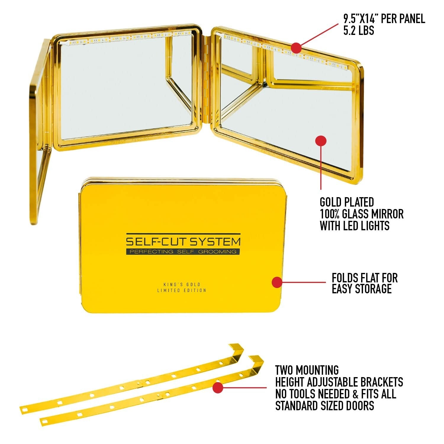 Luxury Gold Plated 360 Haircut Mirror with App Support for Mastering Cuts