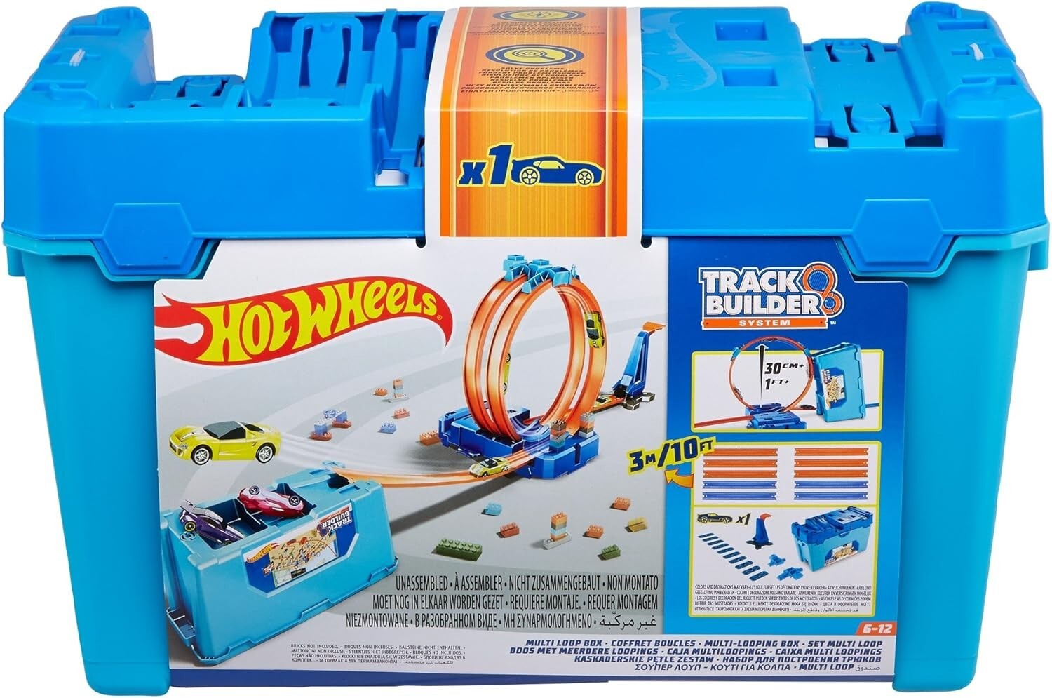 Creative Toy Car Track Builder with 10ft of Track & Stunts in Storage Bin