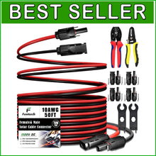 Load image into Gallery viewer, Weather-Resistant 10AWG Solar Panel Extension Cable - 50FT with IP67 Connectors