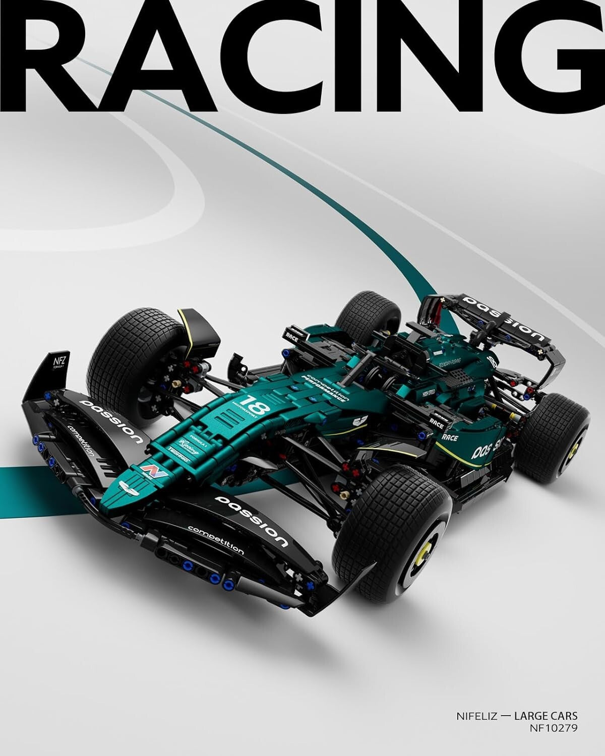 1:8 Scale AM24 F1 Racing Car Set - Engaging 2351PCS Model for Motorsport Lovers