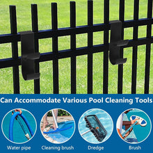 Load image into Gallery viewer, 4-Piece Heavy-Duty Pool Fence Hooks - Slip-On Black Hangers for Outdoor Storage