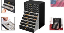 Load image into Gallery viewer, Elegant 10-Compartment Jewelry Case - Black Faux Leather with Velvet Interior
