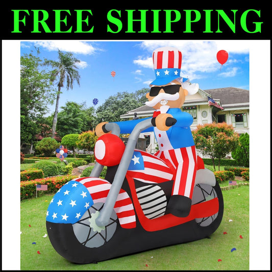 6 ft Patriotic Inflatable Uncle Sam with LED Lights for Independence Day Decor