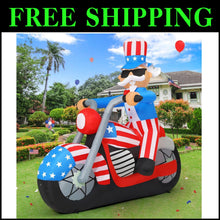 Load image into Gallery viewer, 6 ft Patriotic Inflatable Uncle Sam with LED Lights for Independence Day Decor