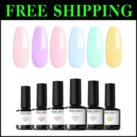 High-Quality Gel Nail Polish Set - 6 Soft Pastel Colors for DIY Manicures