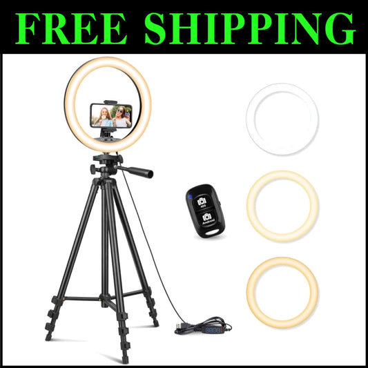 12'' LED Ring Light with Extendable 50'' Tripod Stand - Perfect for YouTube &...