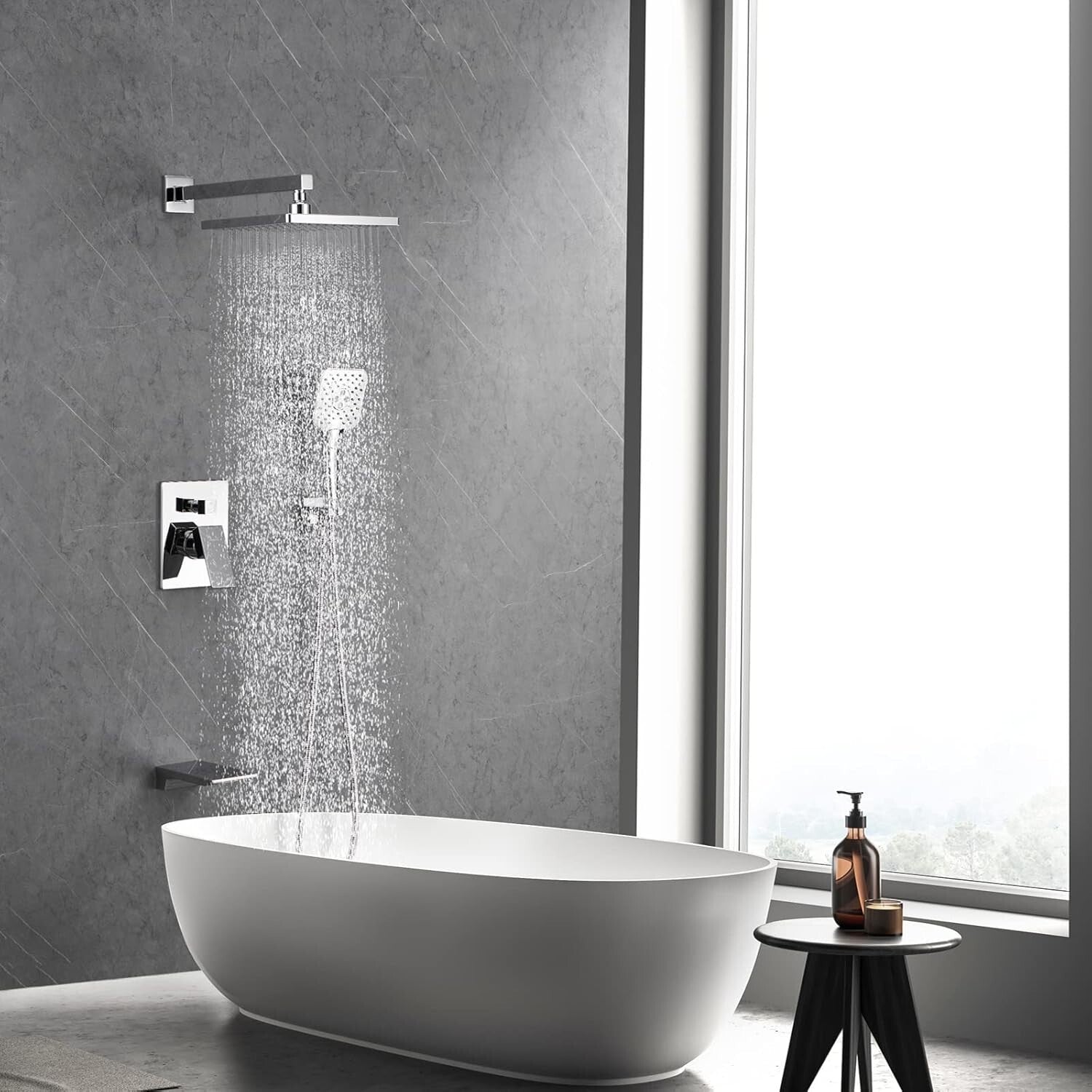Elegant Wall-Mounted Tub Shower Faucet with High Flow & Self-Cleaning Feature