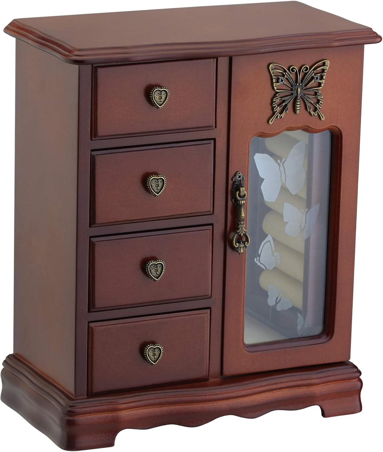 Compact Jewelry Organizer with 4 Drawers & Built-In Carousel - Women’s Essential