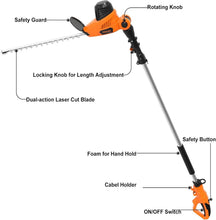 Load image into Gallery viewer, 18 Inch Corded Hedge Trimmer - Adjustable Reach &amp; Safety Features Included