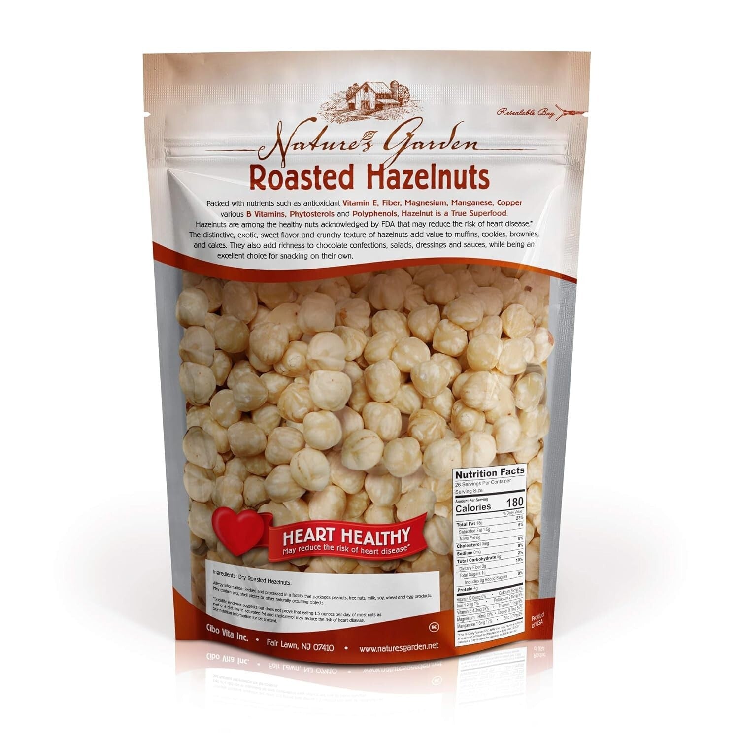 Nature’s Garden Roasted Hazelnuts - 78 Oz Bulk Pack of 3 for Healthy Snacking