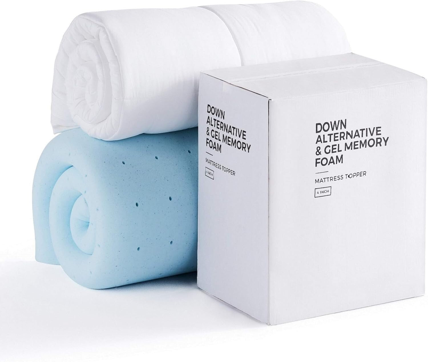 4 Inch Cooling Gel Memory Foam & Down Alternative Mattress Topper - Queen