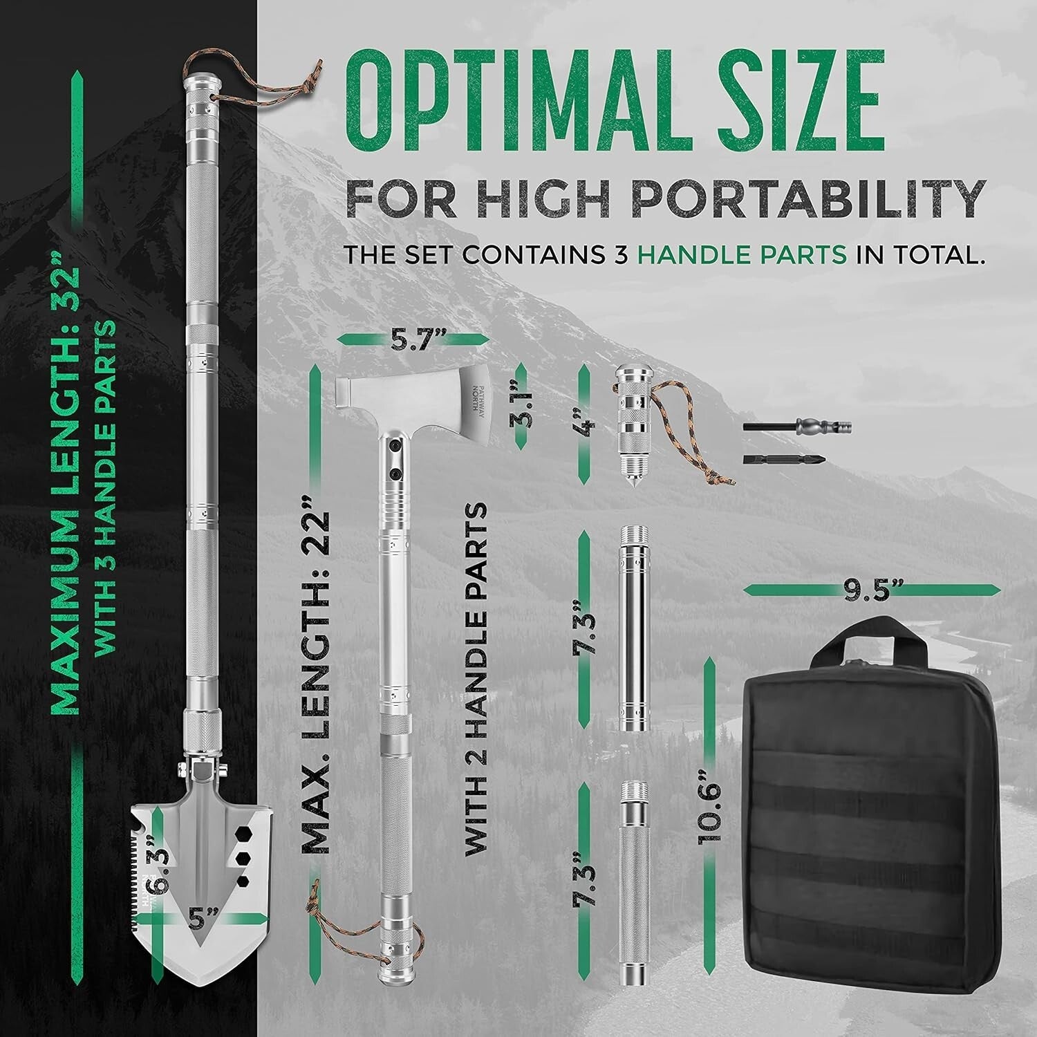 Ergonomic Stainless Steel Camping Axe and Foldable Shovel - Ultimate Outdoor Kit