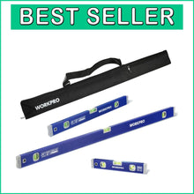 Load image into Gallery viewer, Precision 3-Piece Spirit Level Set with Magnetic Torpedo Level &amp; Carry Bag