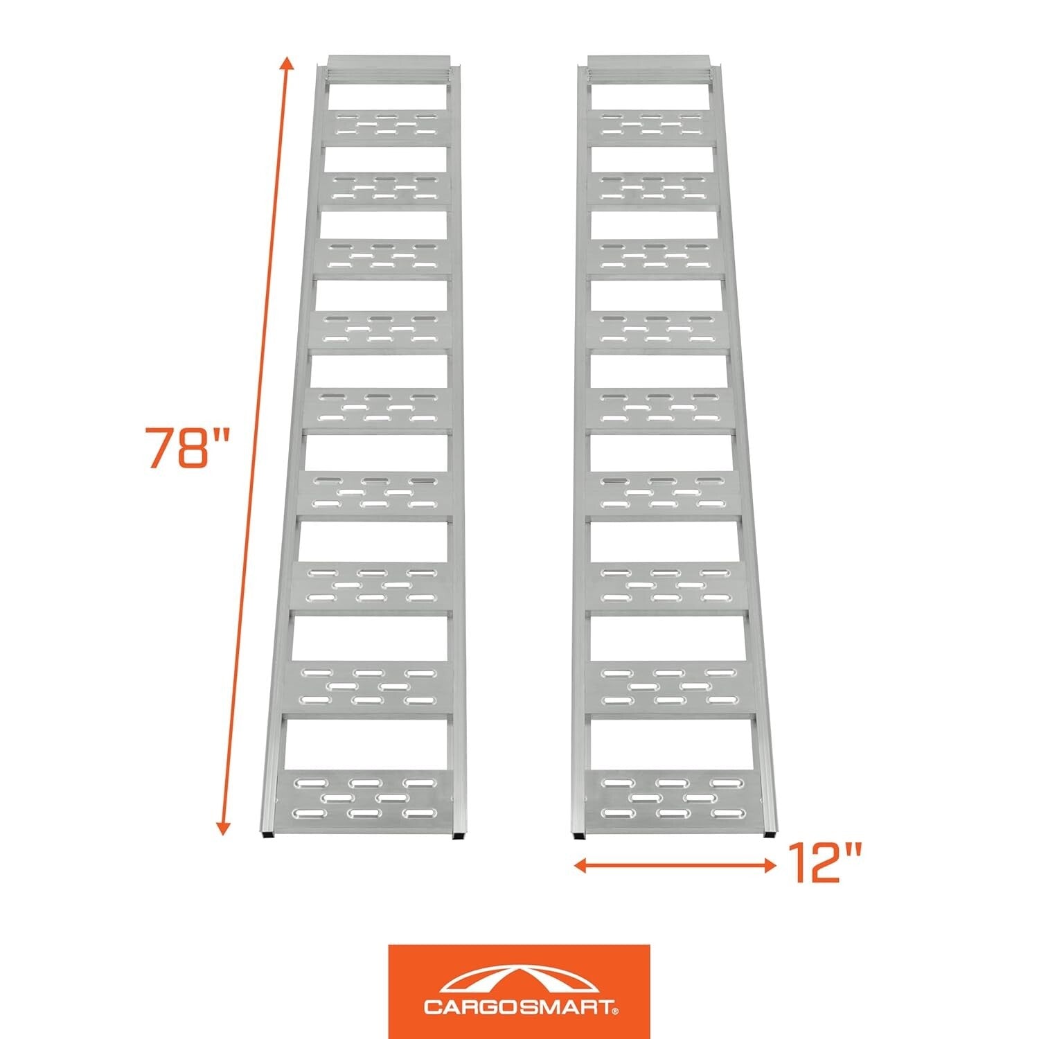Durable Aluminum Loading Ramps - 1,250 lb Total Capacity with Traction Treads