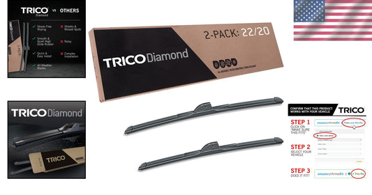 Easy Install 22 & 20 inch Automotive Windshield Wiper Blades for Safe Driving