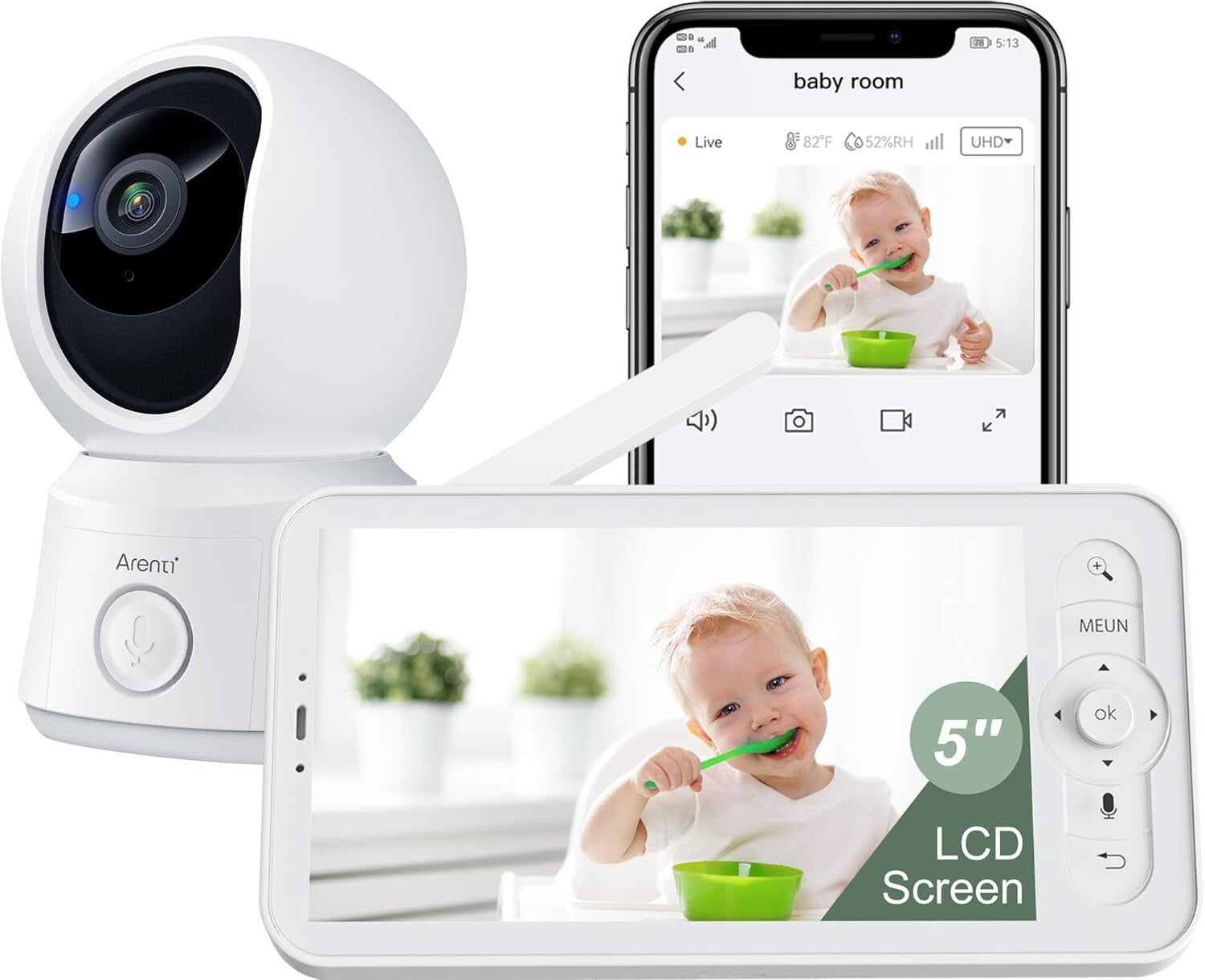 1080P Video Baby Monitor - 5-Inch Smart Camera with Two-Way Audio & Night Vision