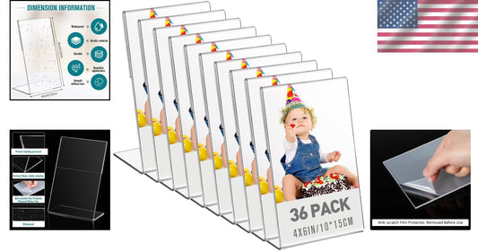 Durable 36-Piece Clear Acrylic Photo & Menu Holder - Effortless Display Solution
