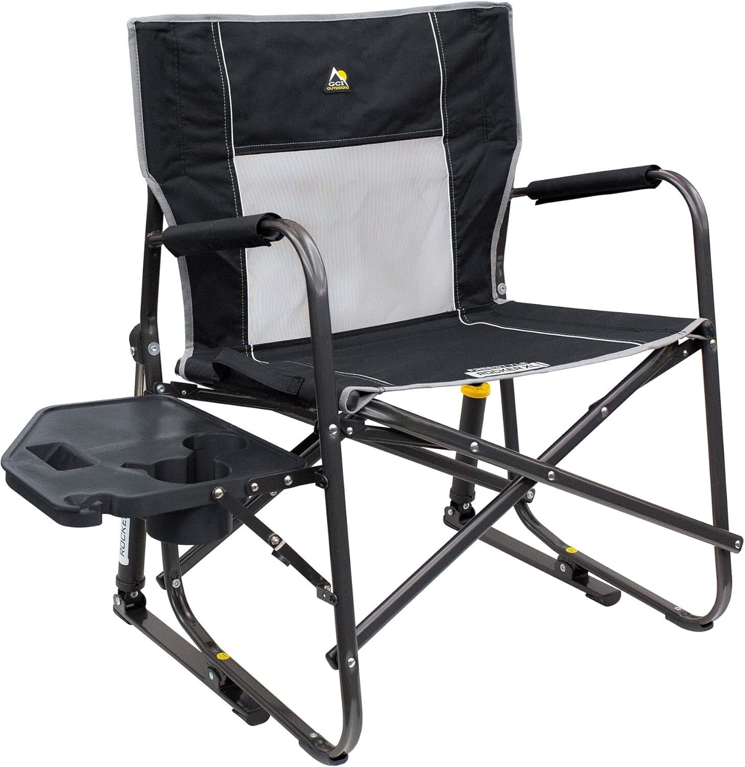 Extra-Large Folding Rocking Chair with Table & Drink Holder for Camping Comfort