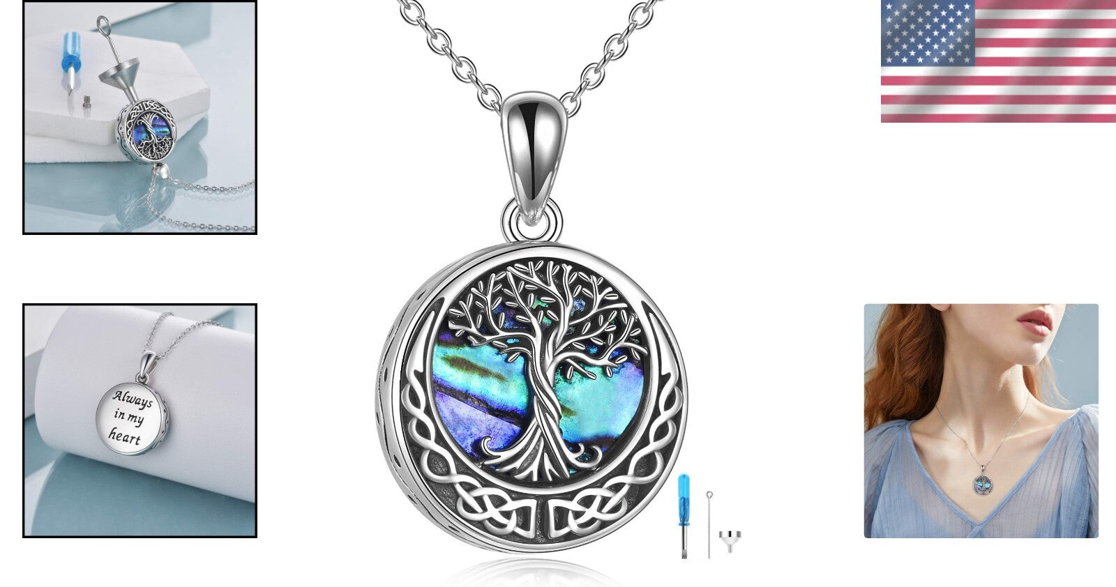 Cremation Ashes Tree of Life Necklace: Hypoallergenic Sterling Silver Jewelry