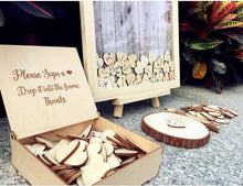 Load image into Gallery viewer, Unique Wooden Guest Book with Hearts &amp; Stand - Perfect for Weddings &amp; Parties