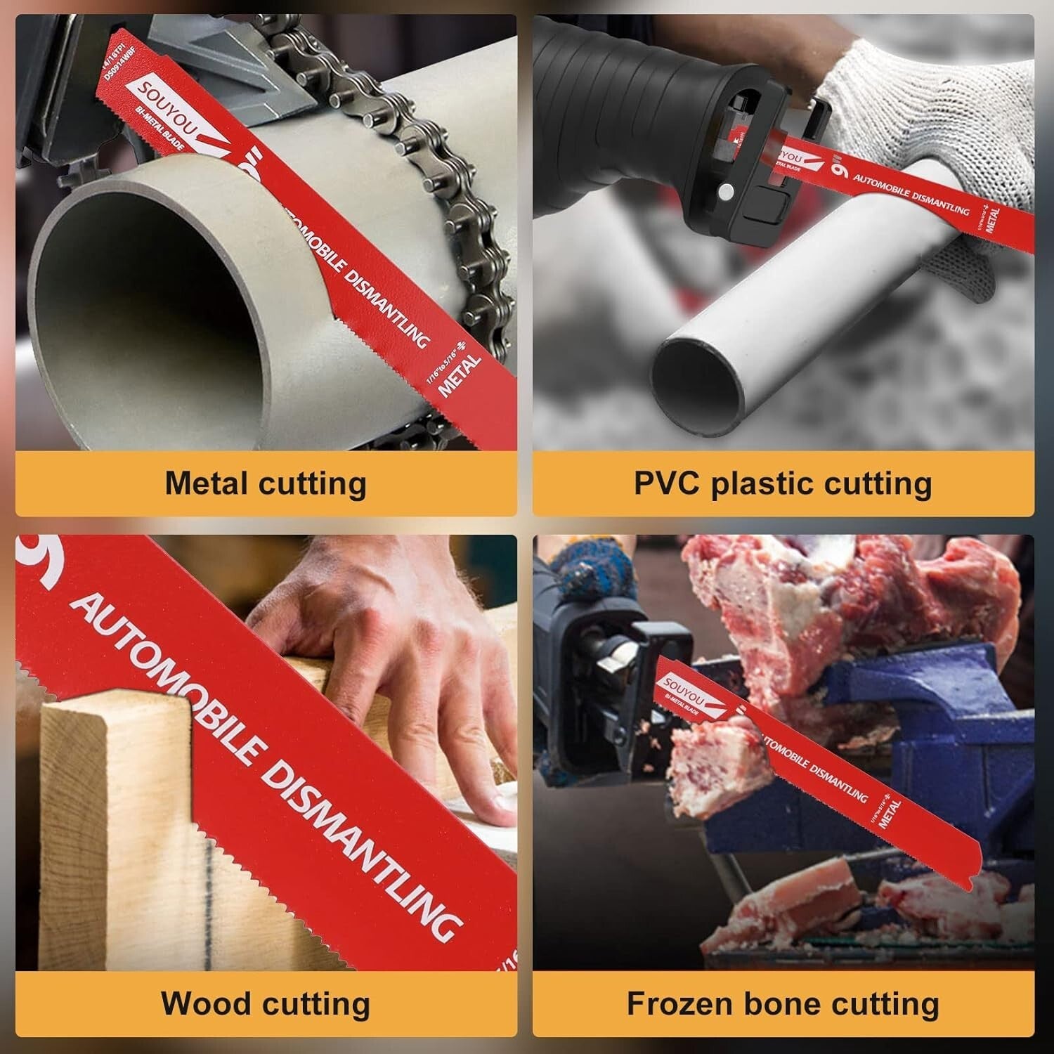 Ultra-Thick Bi-Metal Reciprocating Saw Blades Set - 14/18 TPI, Non-Stick Finish